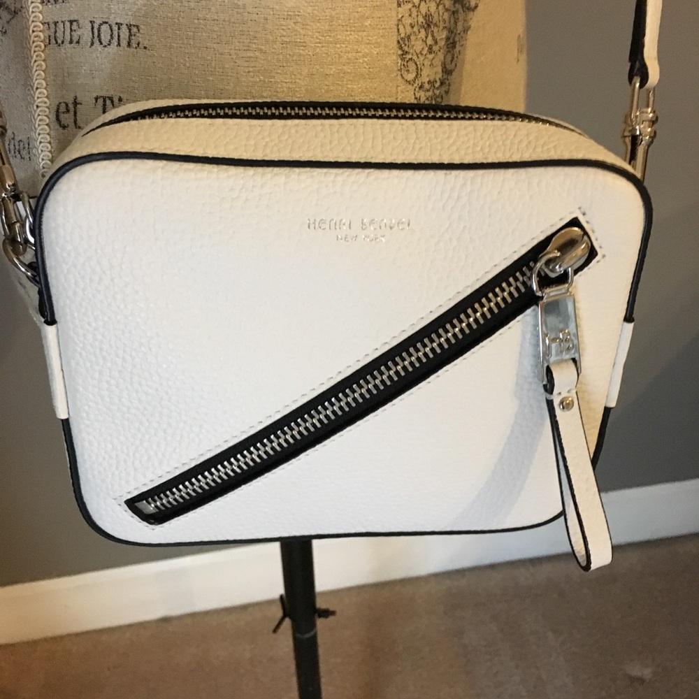 henri bendel White Crossbody Bag with Black Trim